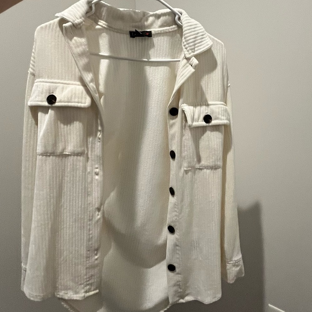 Oversized suede off white long sleeve .